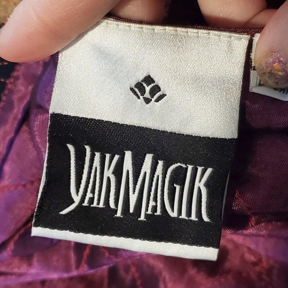 Vintage 90s XL Patchwork Velvet Jacket Reversible Floral‎ Whimsigoth Burgandy - Picture 12 of 14